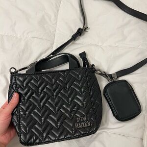 Steve Madden Black Chevron Crossbody Bag
